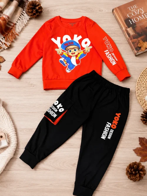 Bộ thu đông bé trai Cậu bé Yoko 5327 cotton 100%