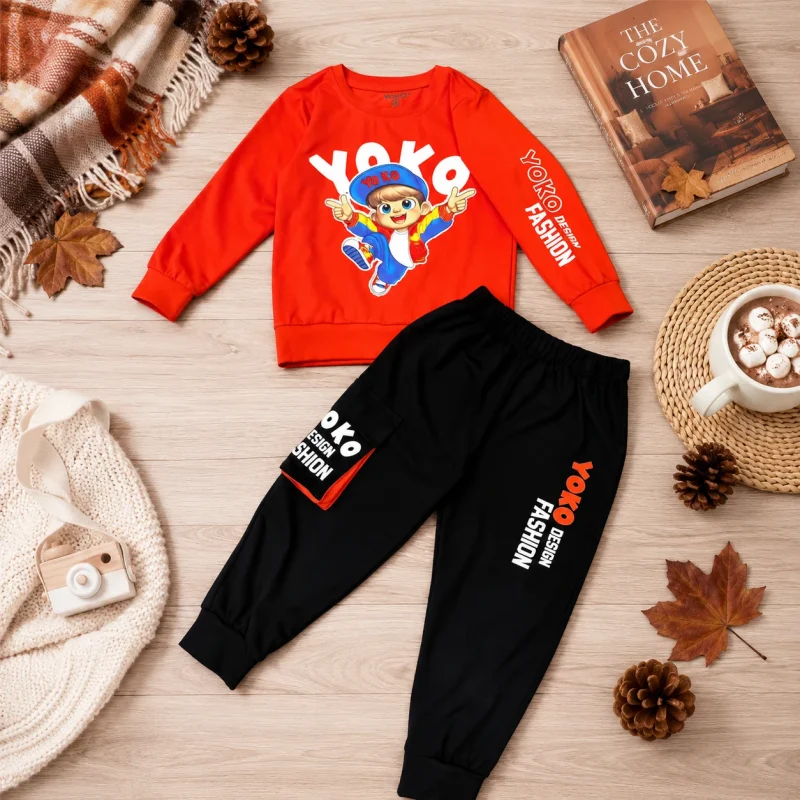 Bộ thu đông bé trai Cậu bé Yoko 5327 cotton 100%