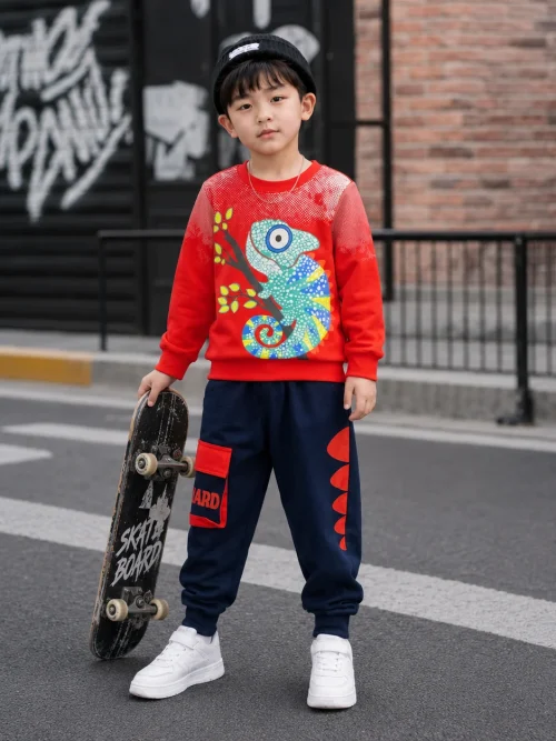 Bộ thu đông bé trai Chameleon 24195 cotton 100%