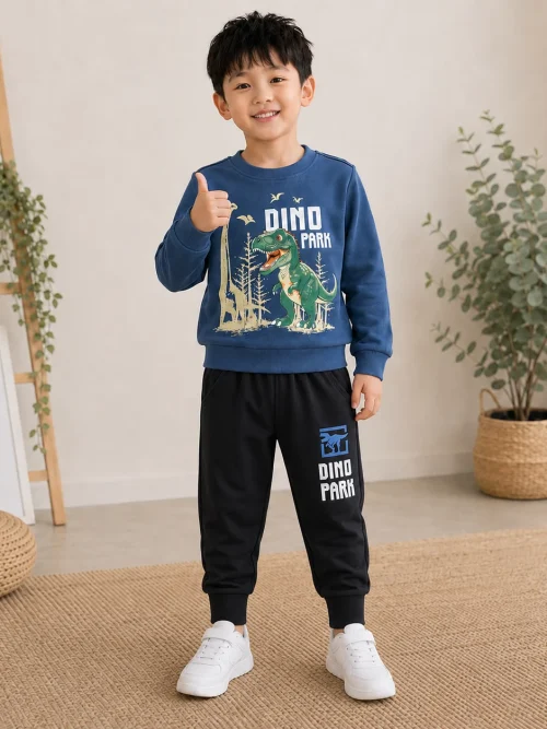 Bộ thu đông bé trai Công viên khủng long KH6136 cotton 100%