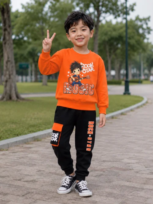 Bộ thu đông bé trai Rock Star 5259 cotton 100%