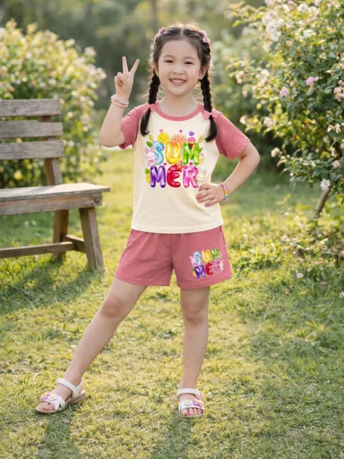 Bộ thun bé gái Summer Doreme cotton 100%