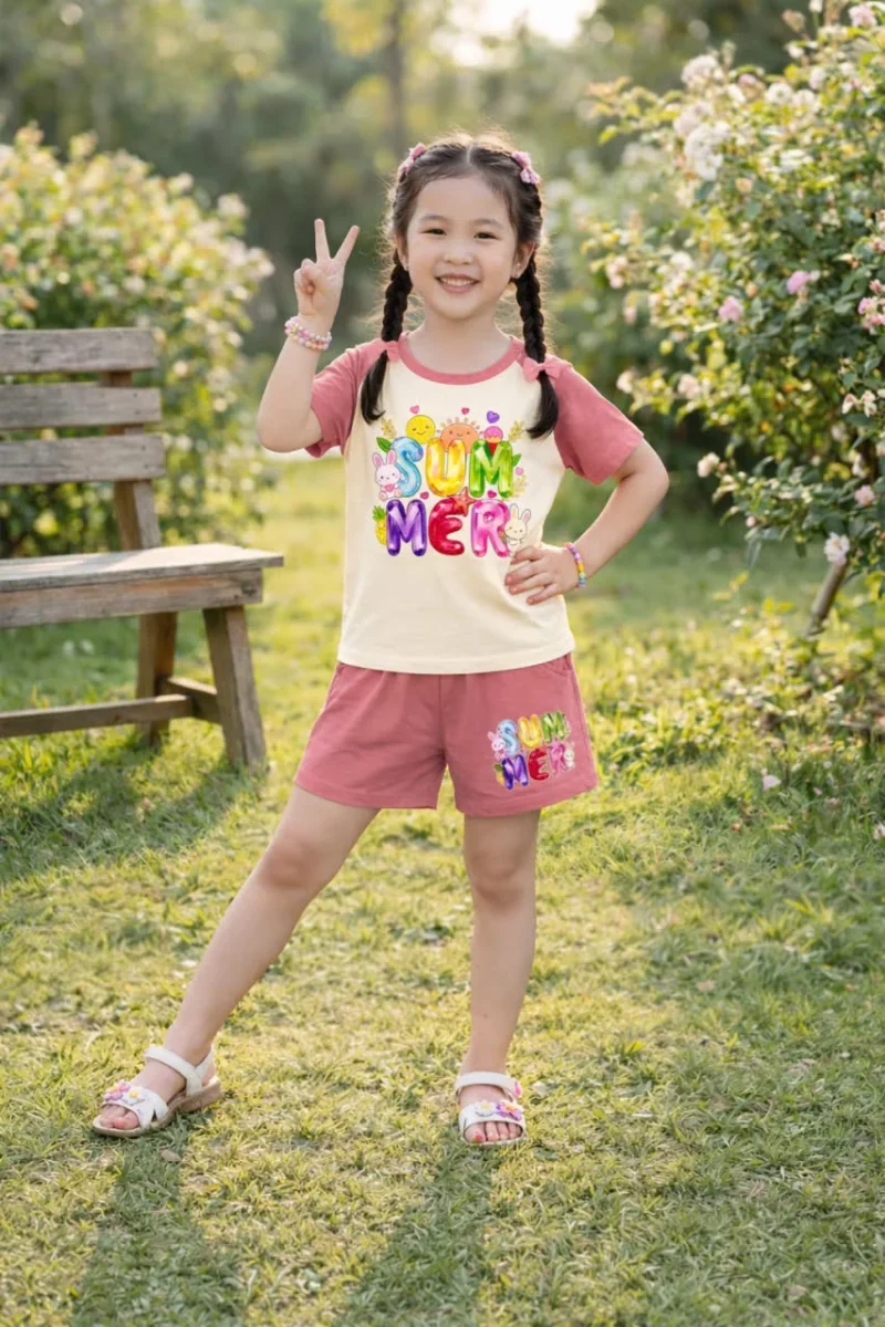 Bộ thun bé gái Summer Doreme cotton 100%