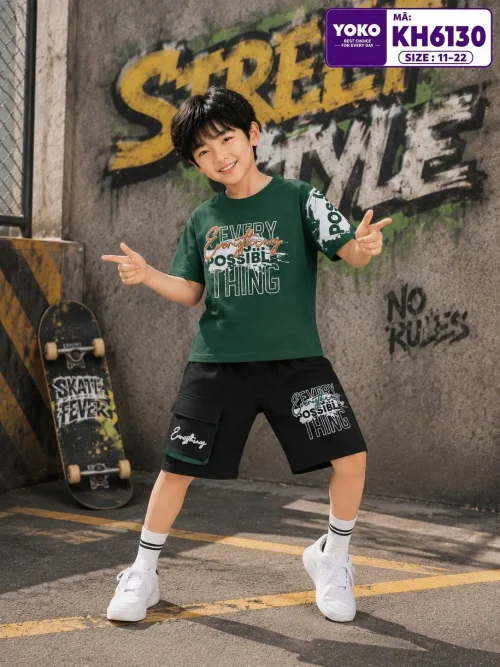 Bộ thun bé trai Everything Possible KH6130 cotton 100%